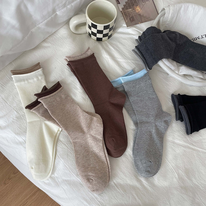 Wholesale Stacked socks versatile mid tube socks boneless rolled edge length tube socks