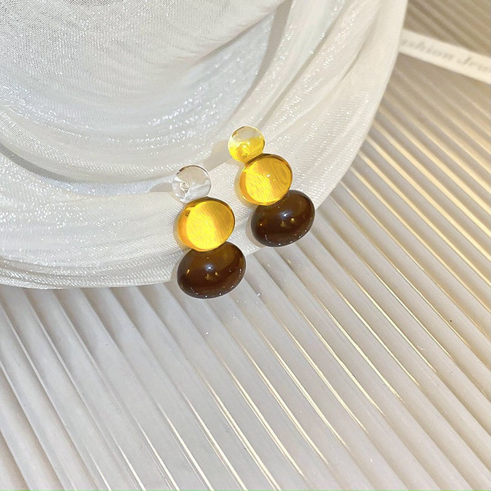 Wholesale  silver needle geometric irregular resin earrings heart earrings