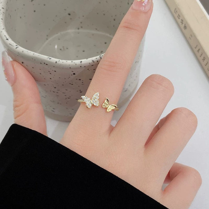 Wholesale Butterfly opening ring, light luxury, high-end, niche design, versatile ring
