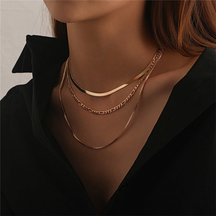 Wholesale Fashion Simple Multi-layer Stacked Necklace Short Three-layer Necklace Clavicle Chain