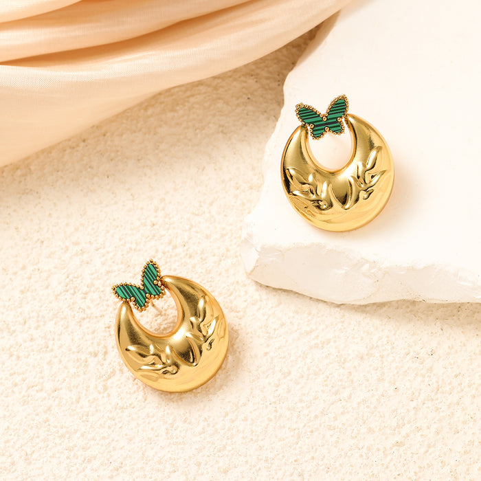 Wholesale Metal style butterfly earrings stainless steel geometry