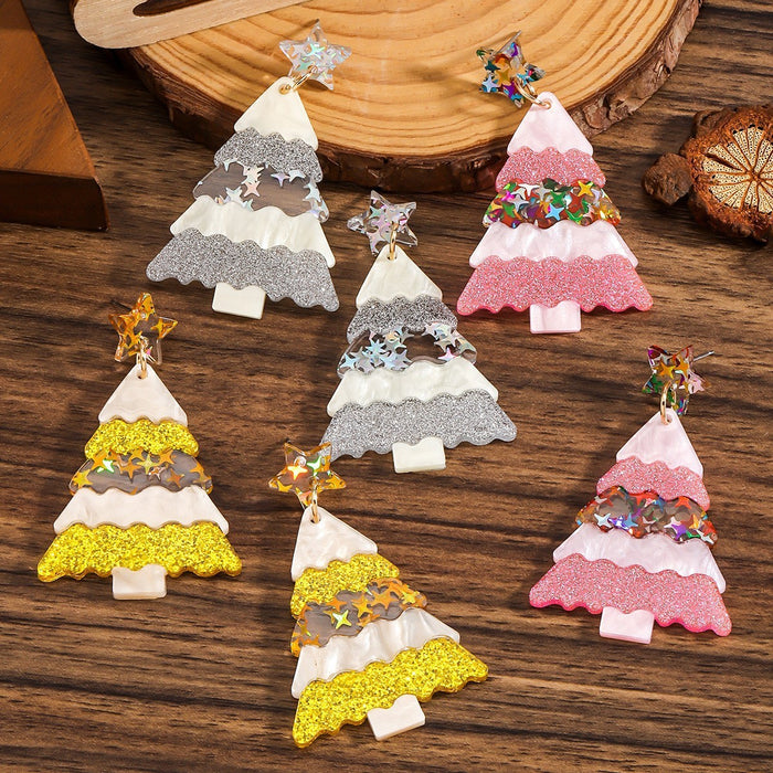Wholesale  Christmas Tree Holiday Earrings Christmas Star Acrylic Sheet Earrings