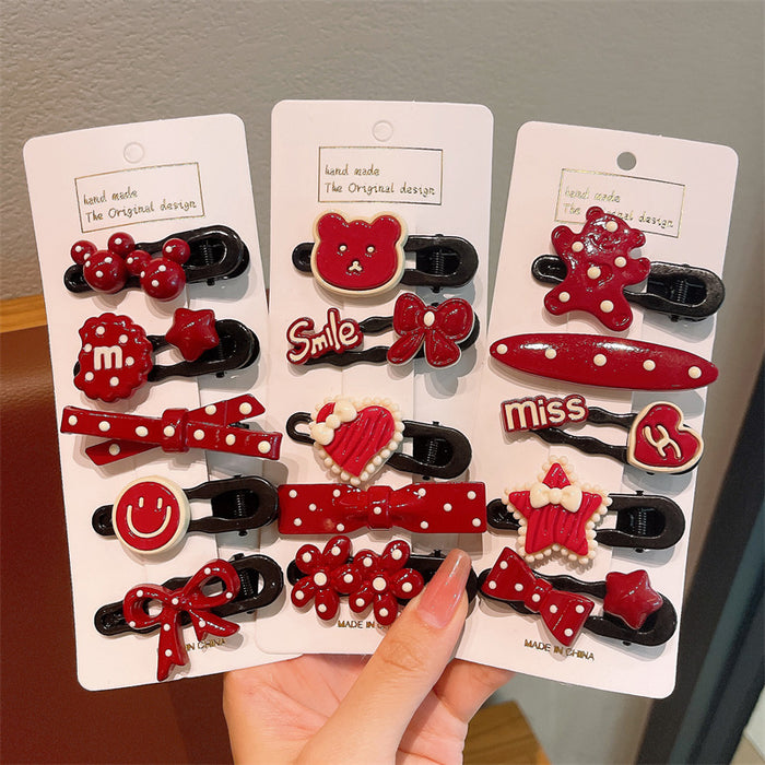Wholesale Red dot hair clip children's bangs side clip baby forehead small hair clip