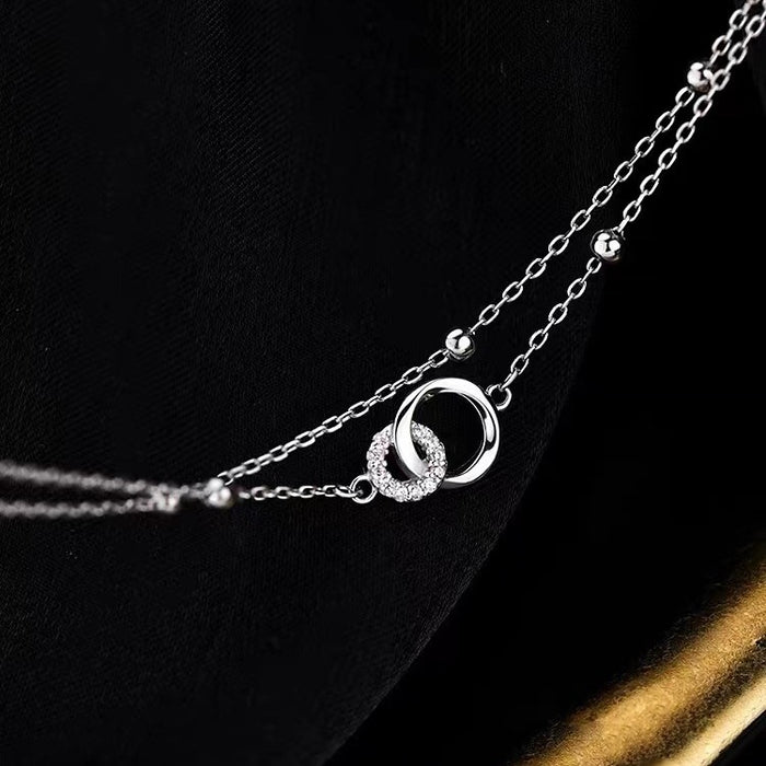 Wholesale Silver plated circular bracelet for girls, niche design, high-end feel, light luxury bracelet, handmade accessory