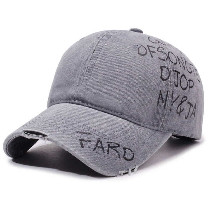 Wholesale Retro washed hat, personalized graffiti letter baseball cap, versatile duckbill cap