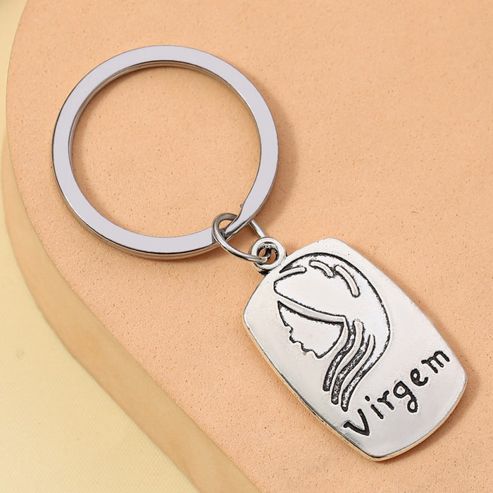 Wholesale Alloy Electroplating Constellation English Letter Keychain JDC-KC-RongRui071