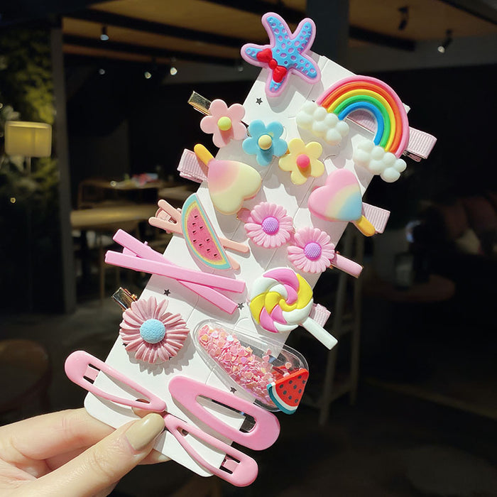 Wholesale 14pcs/pack Children's Dopamine Hair Clips Cute Baby Cartoon Hair Clips for Girls JDC-HC-FX001