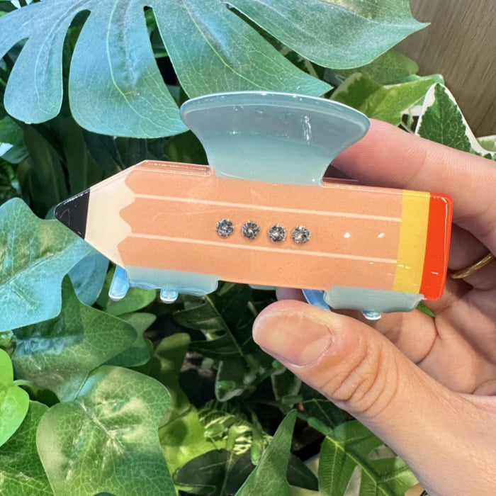 Wholesale Candy Color Dot DiamonCandy color diamond pencil shark clip cute eraser color matching pen clip back to school season Teacher' s Day ponytail clip