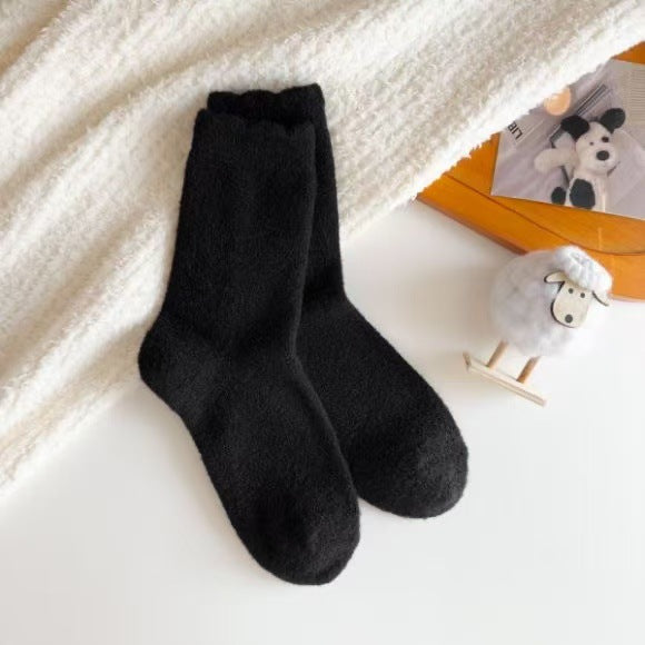 Wholesale Socks, mid tube socks, thick velvet, warm home floor socks, solid color sleep socks