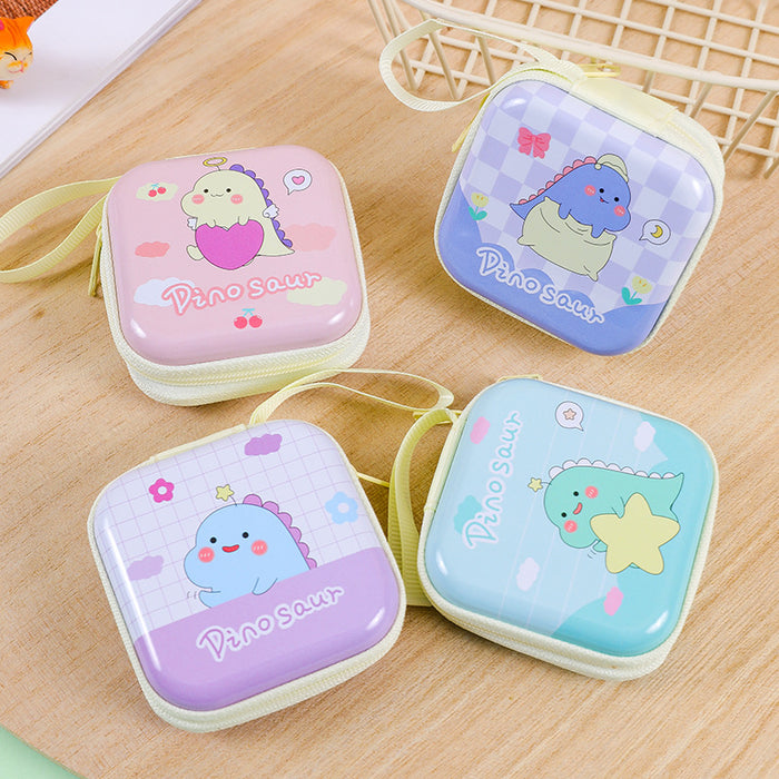 Wholesale Cartoon camera game machine tinplate square coin purse zipper headset storage bag exquisite coin storage box