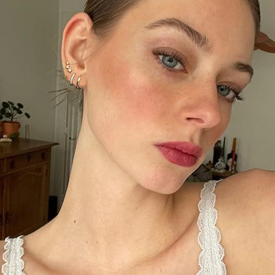 Wholesale Silver Needle Triple Diamond Earrings