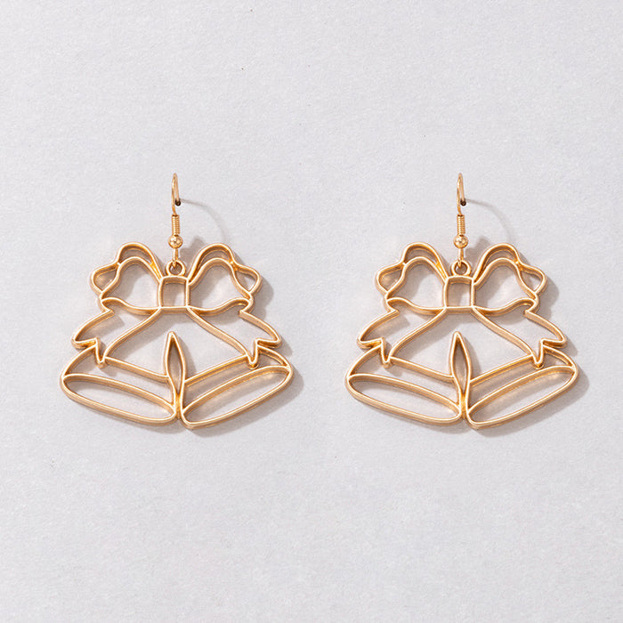 Wholesale Christmas Elk Bell Hollow Earrings Alloy Fashion Jewelry Accessory MOQ≥2