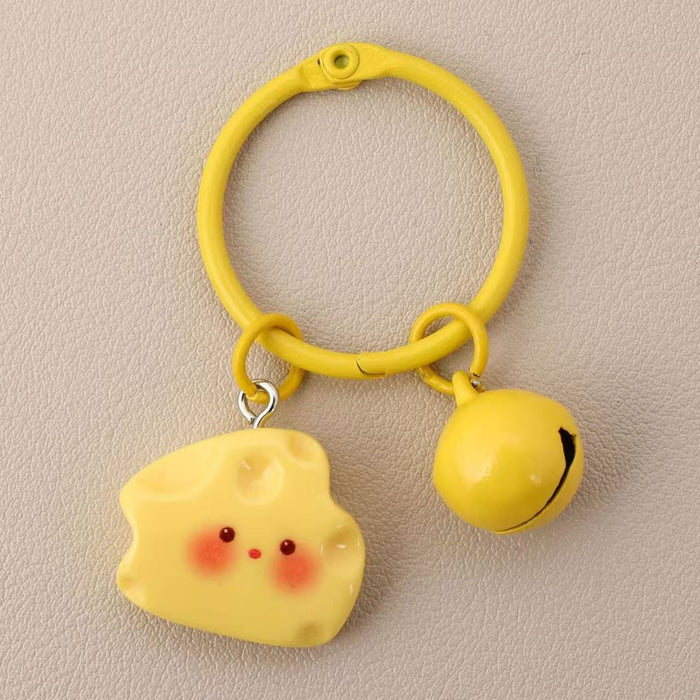 Wholesale Resin Cartoon Bunny Cheese Keychain Pendant Cute Backpack Charm For Students Birthday Gift