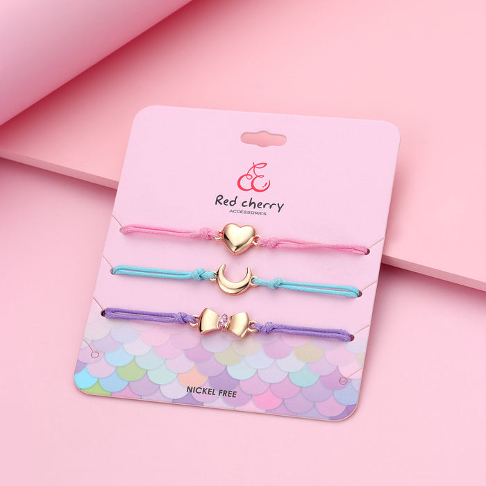 Wholesale 3pcs/set Children's Bracelet  Wire Woven Alloy for Good Friends Adjustable Bracelet suit