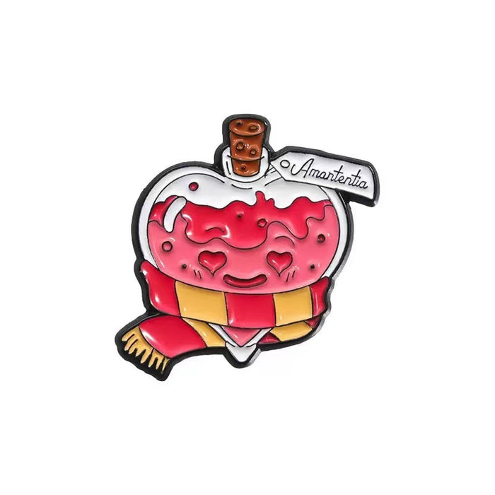 Wholesale Zinc Alloy Baked Enamel Cartoon Brooch Magic Potion Cat Book Bag Charm Decorative Gift MOQ≥2