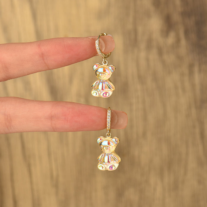 Wholesale Popular new earrings with personality and versatility, inlaid with zircon ear buckles, simple resin pendant earrings