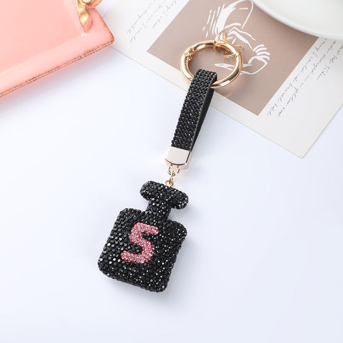Wholesale Perfume bottle digital keychain,  full rhinestone,  fashionable bag charm,  car pendant