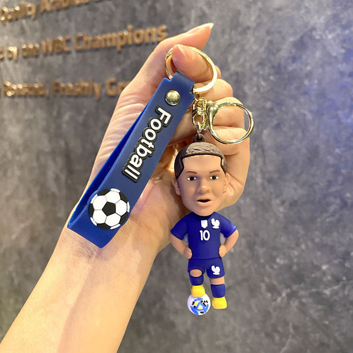 Wholesale Metal Soccer Star Cartoon Keychain Decorative Car Key Accessory MOQ≥2