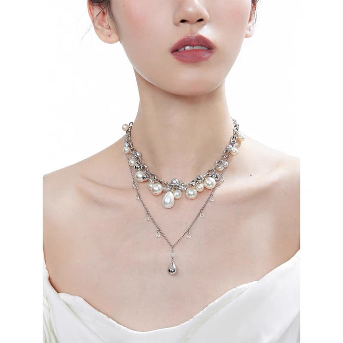 Wholesale Stacked Necklace Women's Water Drop Cold Style Clavicle Chain Accessories