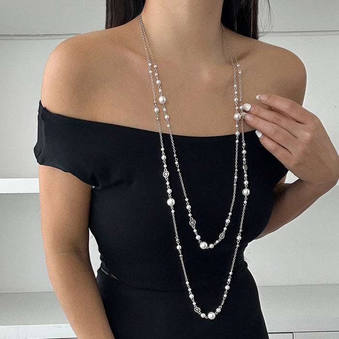Wholesale Necklace Long Elegant Imitation Pearl Chain Tassel Pendant