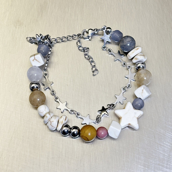Wholesale Beaded Star Bracelet with Zircon Inlay Alloy Geometric Women' s Jewelry Accessory