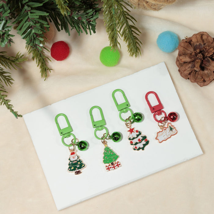 Wholesale Christmas gift keychain cartoon bell old man snowflake pendant bag jewelry pendant