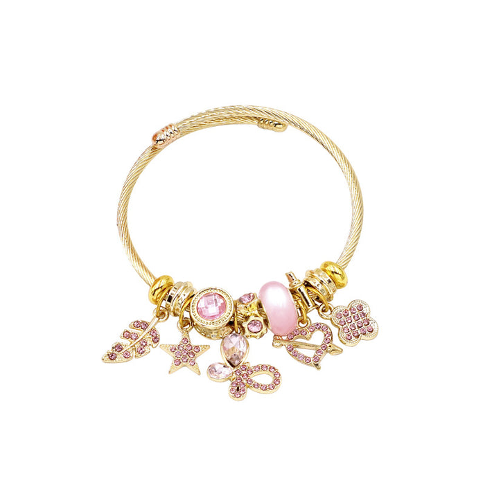 Wholesale Stainless Steel Butterfly Bracelet with Crystal Accents MOQ≥2