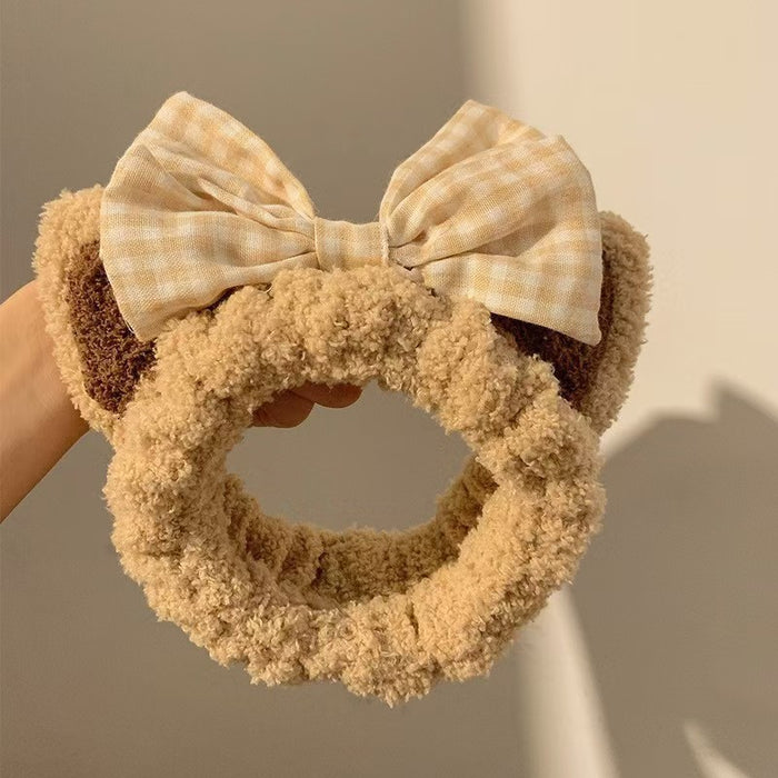 Wholesale Cartoon plush animal ear headband with bow
