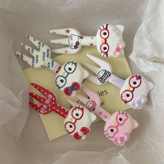 Wholesale Cat glasses fork hairpin cute duckbill hairpin hairpin hair accessories new