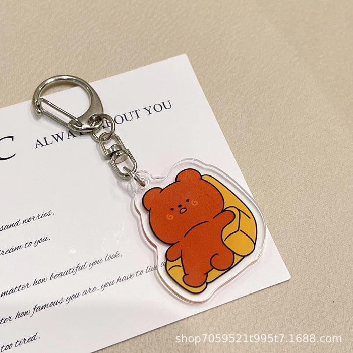 Wholesale Acrylic Keychain Double-sided Transparent Cartoon Animal Pendant Student Bag Children' s School Bag Accessories