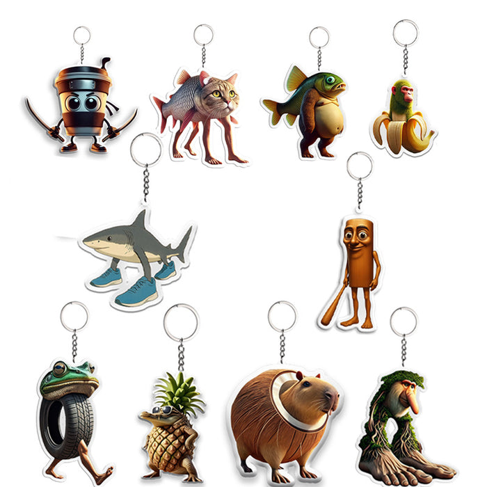 Wholesale Acrylic keychain Shanhaijing abstract backpack ornament