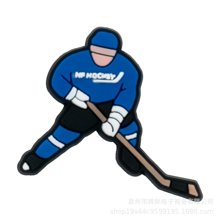 Wholesale Cave shoe flower buckle sports classic ice hockey fun cartoon upper PVC drip plastic decorative buckle detachable accessory