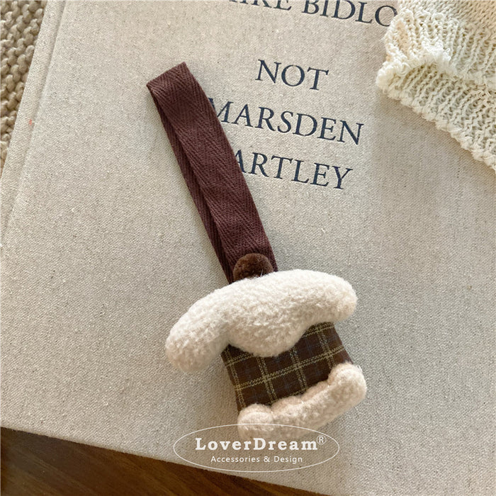 Wholesale Milk Tea Coffee Color Puppy Pendant Keychain Bag Pendant for Women