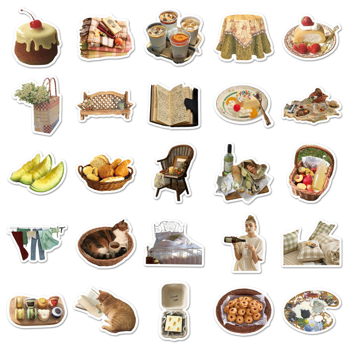 Wholesale 50pcs Cartoon Retro Leisure Afternoon Bread Stickers