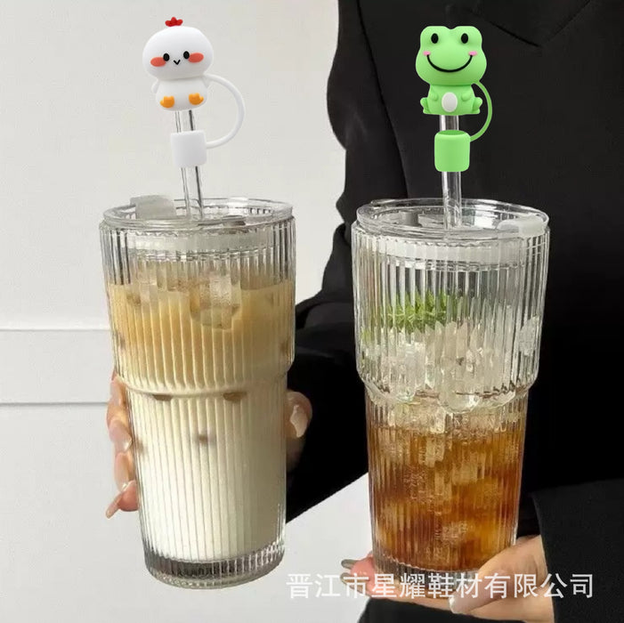Wholesale Cute animal 3D straw cap, water cup straw cover, dustproof straw decorative cap, reusable straw stopper