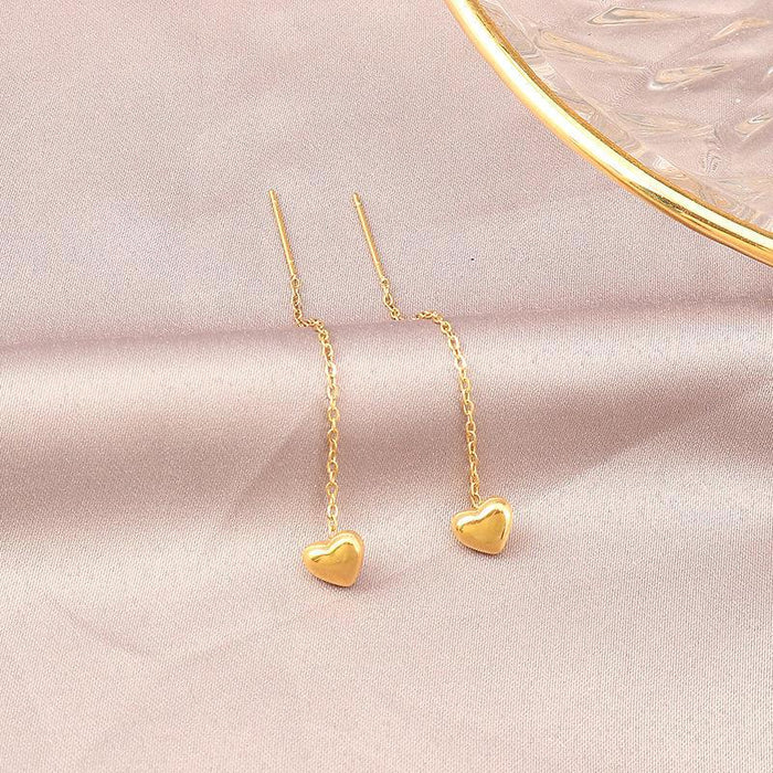 Wholesale Titanium steel ear line feminine long heart-shaped earrings