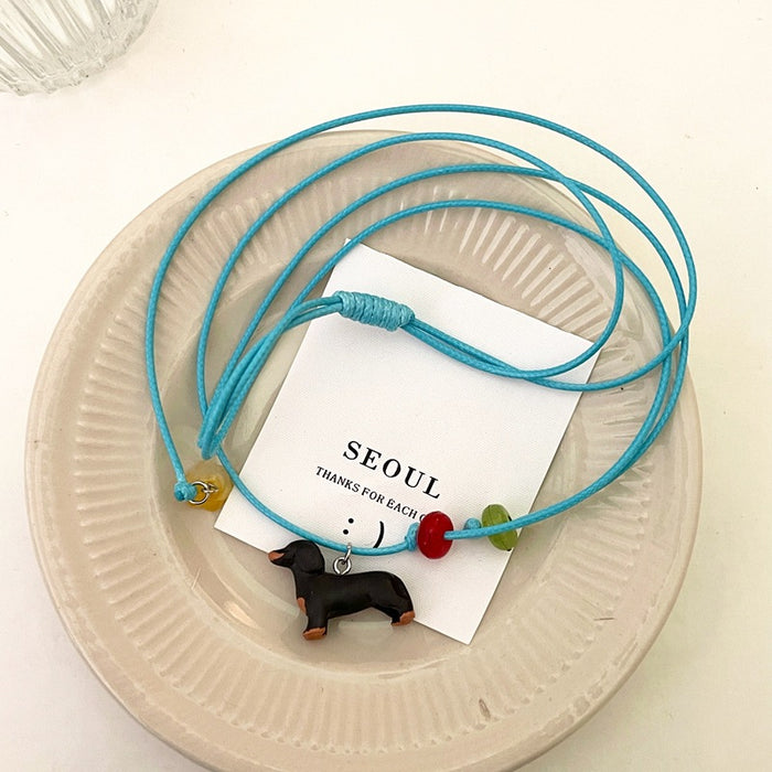 Wholesale Pendant necklace with pull-out leather rope, with a niche and versatile temperament, and a unique collarbone chain