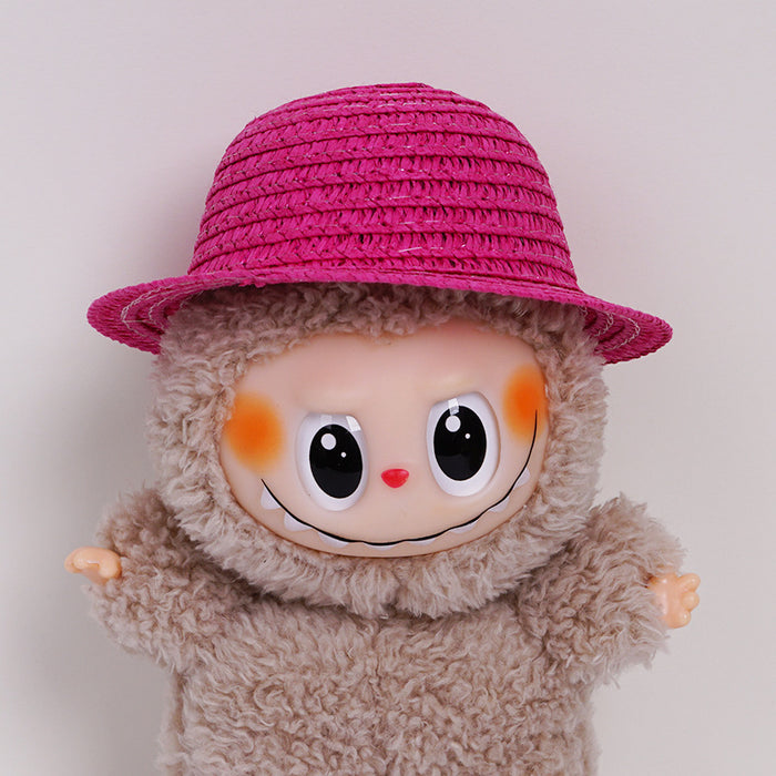 Wholesale  mini hollow top woven straw hat dome wave pull cloth leaking ear hat dress-up baby clothes accessories