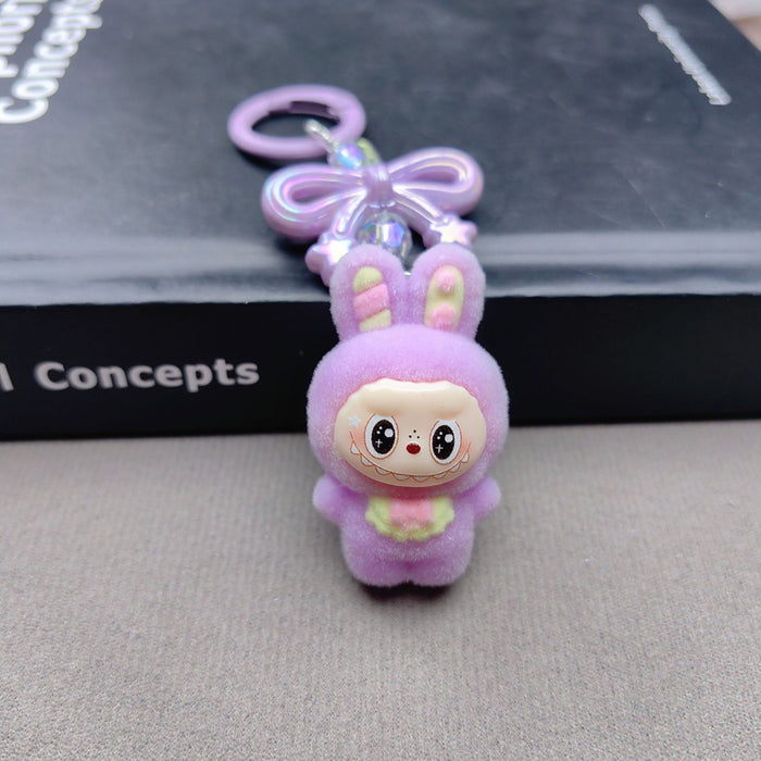 Wholesale Cute Cartoon Flocked bow keychain