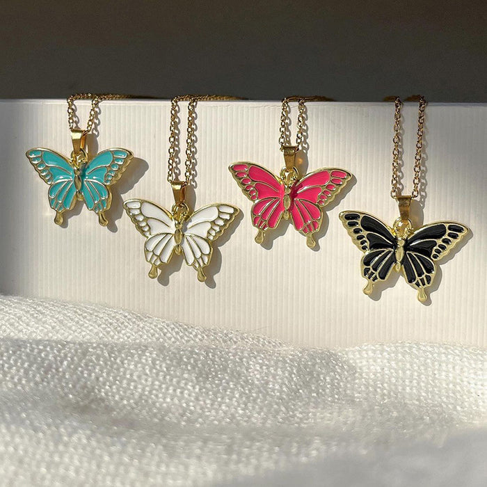 Wholesale Fashion Drip Oil Alloy Pendant, Personalized Drip Oil Butterfly Necklace, New Xiang Jewelry