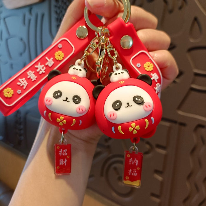 Wholesale Panda Cute 3D Doll Silicone Keychain JDC-KC-MingT128