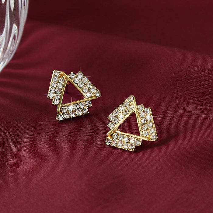 Wholesale Silver Needle Simple and Versatile Jewelry with Diamond Geometry, High Grade Feeling Earrings