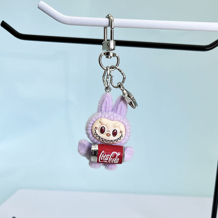 Wholesale Flocked Cola Cute Keychain Doll Cute School Bag Pendant Car Key Chain Mobile Phone Chain