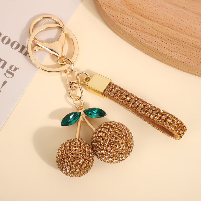 Wholesale Modern minimalist cherry keychain with diamonds