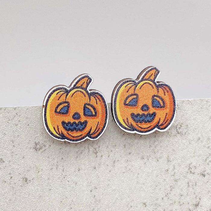 Wholesale  Earrings Horror Pumpkin Ghost Bat Wooden Earrings