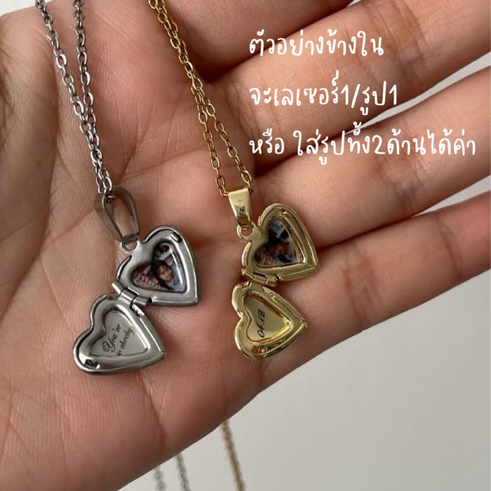 Wholesale Vintage Angel Heart-Shaped Photo Box Necklace