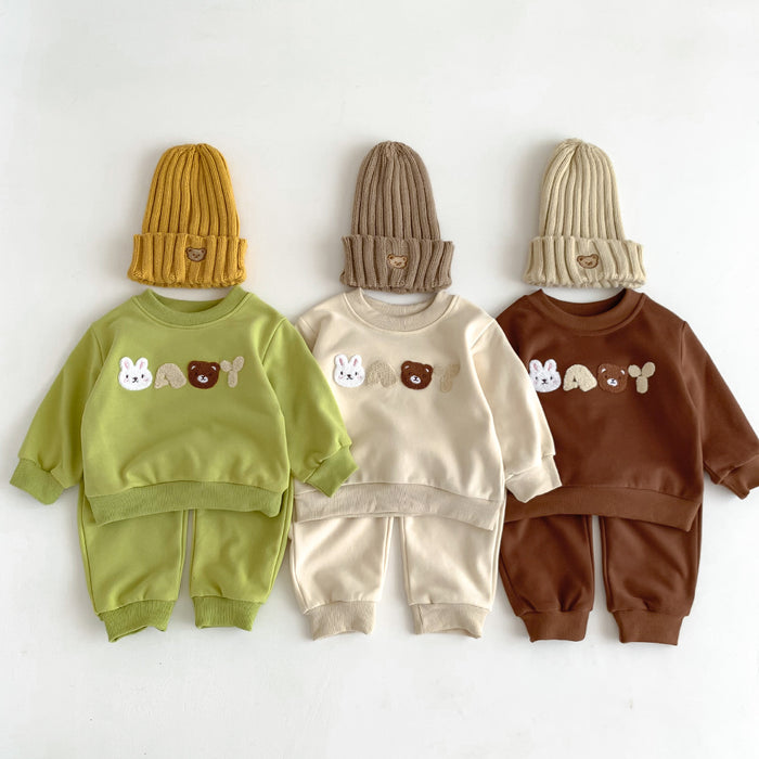 Wholesale Children's Hoodie Casual Set Cute Little Bear Letter Baby Long Sleeved 2-piece Set Baby Clothes JDC-BC-WeiNiS026