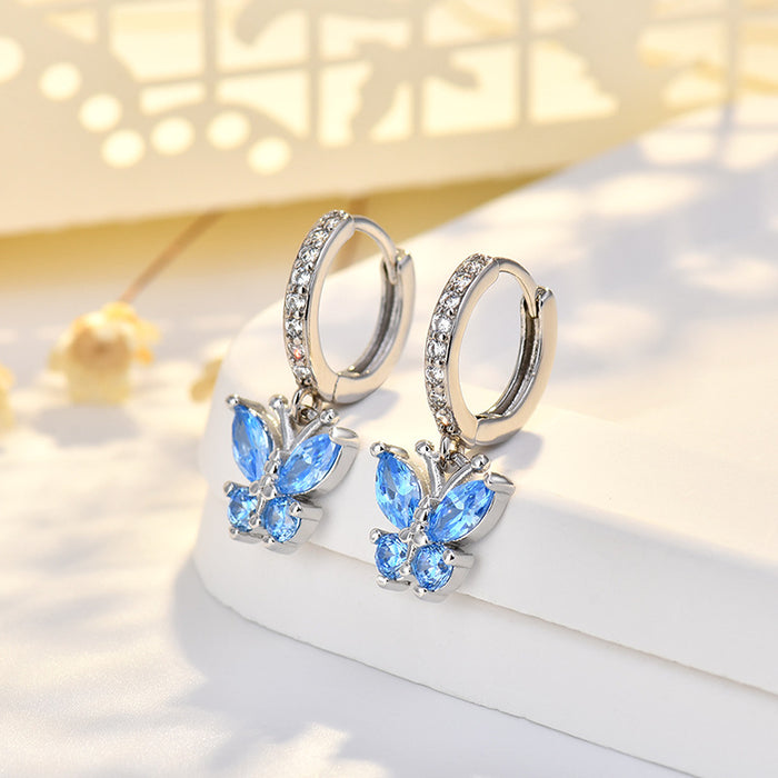 Wholesale Butterfly sterling silver needle earrings with fashionable and simple style, ear buckles, and headwear accessories