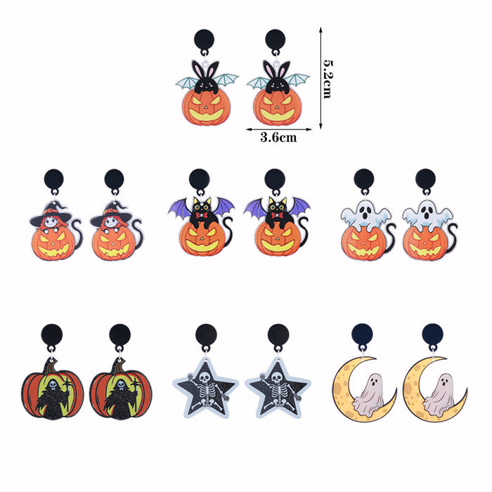 Wholesale  Series Acrylic Earrings Ghost Pumpkin Cartoon Bat Pumpkin Earrings