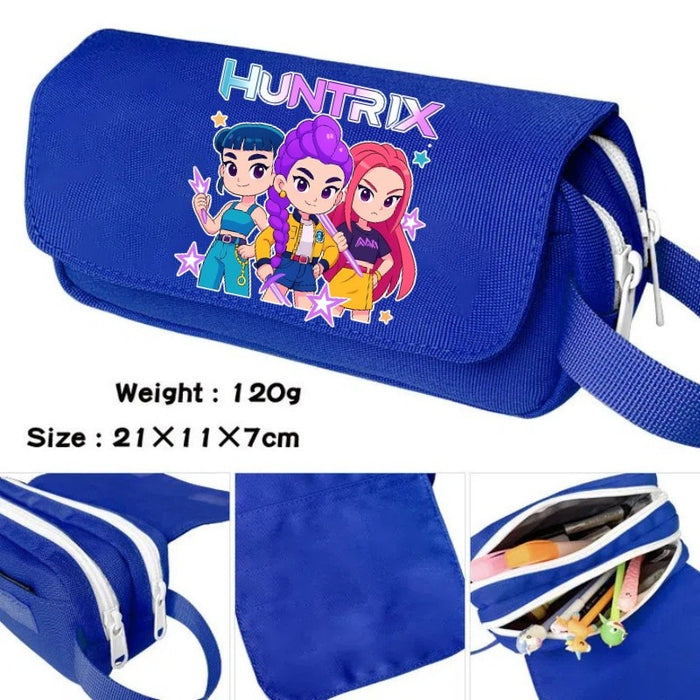 Wholesale Cartoon printed large capacity double-layer hand-held pencil case student stationery bag